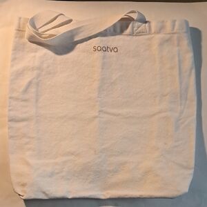 Saatva India Cotton Canvas Cream  Oversize Tote Bag